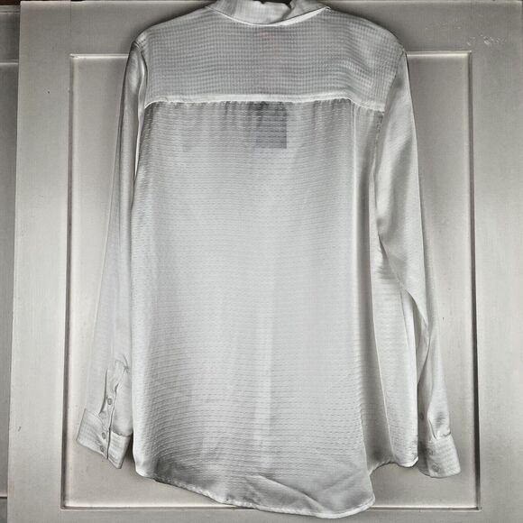 I Heart ❤ Ronson  Button Down Long Sleeve Shirt Women's XL White Textured Preppy - Picture 2 of 16